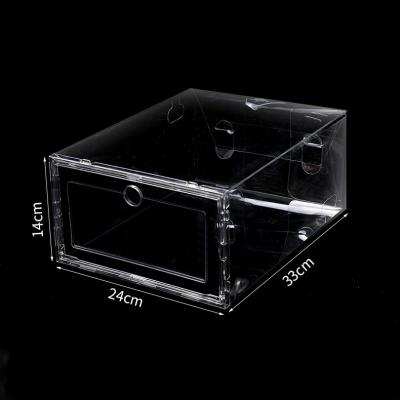 China Qozary Viable Factory Organizer Storage Clear Folding Flip Container Stackable Transparent Plastic Cheap Shoes Box for sale