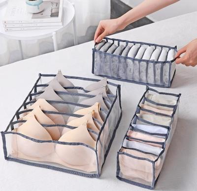 China Fashionable Hot Gray Viable And Fashion Selling Mesh Bra Storage Stylish 7 Drawer Underwear Sock Bra Organizer Box 6 11 Grids for sale