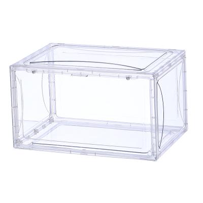 China Viable Clear Plastic Shoe Sneaker Box Stackable Storage Organizer With Acrylic Custom Clear Display Containers for sale