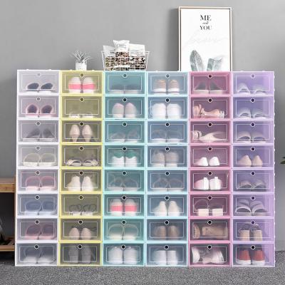 China 2021 new giant plastic storage stackable shoe box support viable hot transparent color large customization pp for sale