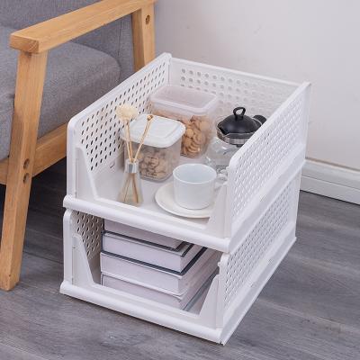 China Hot Sale Stackable Foldable Multi Organizer Plastic Basket Storage Bins Folding Storage Drawers For Clothes Cabinet for sale