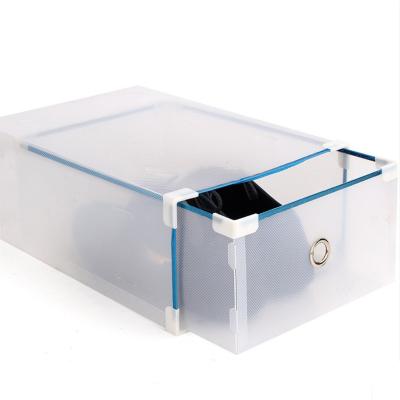 China 2021 Sustainable Wholesale Clear Plastic Colorful Type Foldable Shipping Stackable Sneaker Cabinet Shoe Box Drawer Transparent Storage for sale