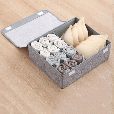 China Factory Price Modern High Quality Foldable Nonwoven Fabric Underwear Sock Storage Organizer And Storage Box With HOOK AND LOOP LID for sale