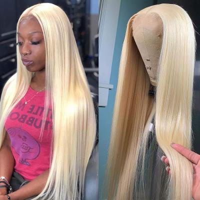 China Body Wave Human Hair 613 Lace Front Wigs 100% Peruvian Virgin Human Hair Straight Blonde for sale