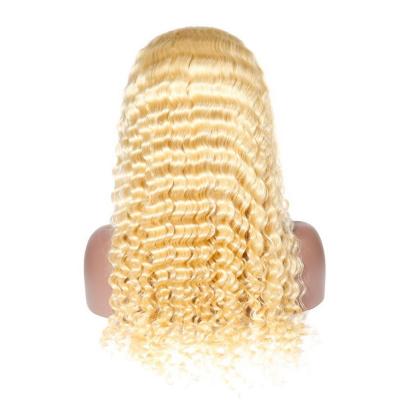 China Cheap Water Wave Brazilian 613 Full Lace Wigs 150% Density 13x4 Density Human Blonde Lace Front Wigs Pre Plucked For Black Women for sale