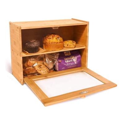 China Sustainable Family Combination Bread Box Assemble Modern Metal Bread Box With Lid Bamboo Bread Box For Kitchen Counter for sale