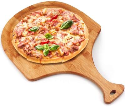 China Sustainable Bamboo Pizza Crust Dish, Wooden Cheese Pizza Board, Pizza Paddle Board for sale