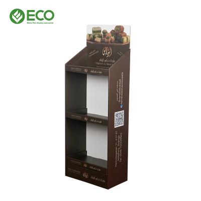 China Customized Mall Size Corrugated Cardboard Promotional Shelf Display Stand Bread Display For Retail Store for sale