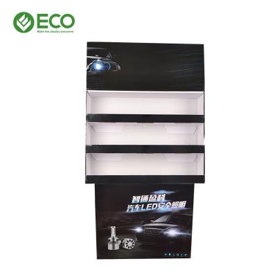 China Wholesale Customized Cardboard Floor Display Stand LED Bulb Display Holders Car Accessories Display Stand for sale