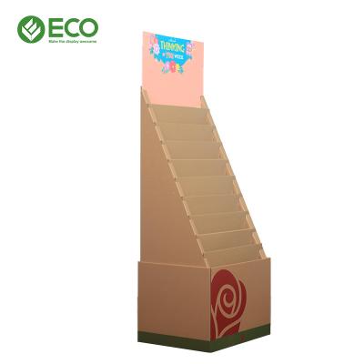 China Custom Mall Cardboard Floor Magazine Display Rack Newspaper Comics Show Rack For Store for sale