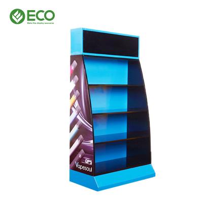 China Custom Mall Factory Retail Store Cardboard Floor Display Rack Cigarette Display Stand for sale