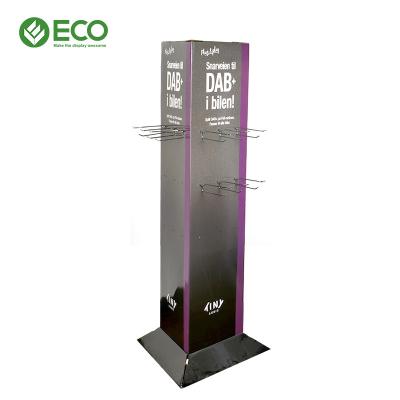 China Customized Shopping Mall Design Hook Cardboard Hat Display Rack Cardboard Floor Display Stand for sale