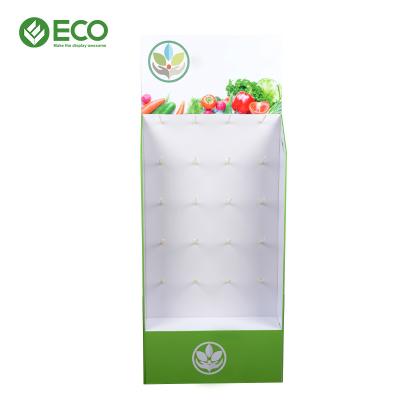 China Shopping Mall Cardboard Floor Display Stand Peg Board Hook Snake Food Promotional Retail Display Rack For Supermarket for sale