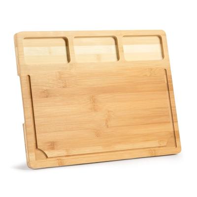 China Best Viable Selling Large 3 Compartment Bamboo Cheese Board Cutting Board With Juice Grooves for sale