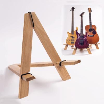 China Morden's Best Selling Creative Portable Two-piece Natural Oak Design Bass Guitar Stand for sale