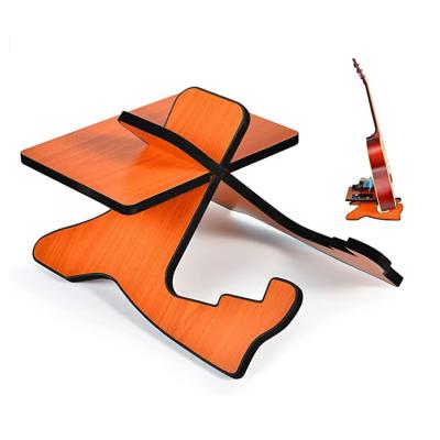 China Morden Factory Direct Customization Portable X-frame Designed Longevity Brown Wooden Foldable Guitar Stand for sale