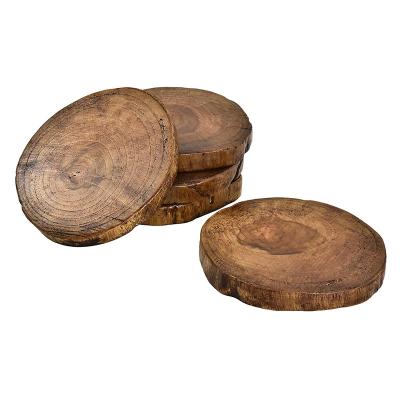 China Custom Elegant Empty Wooden Coaster Round Wooden Color Log Coaster Wooden Color Viable Wholesale for sale