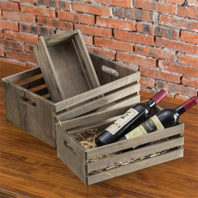 China Wholesale eco-friendly distressed solid wood wooden box cheap custom crate price wooden wine crates for sale for sale