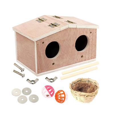 China Cheap Viable Customization Creative Design Small Bird Cage Box Wooden Bird Breeding House for sale