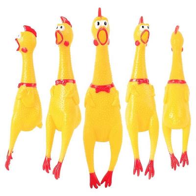 China Viable Wholesale IQ Rubber Eco-friendly Screaming Training Goods Pet Shrilling Chicken Interactive Chewing Toy for sale