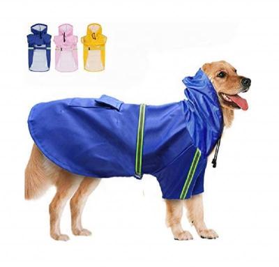 China Outdoor Walking Raincoat Stocked Dog Poncho Coat With Hood Windproof Lightweight Hoodies Pet Raincoat Jacket for sale