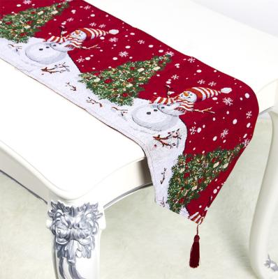 China Festival Decoration Santa Christmas Table Runner With Fringe For Dinner for sale