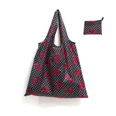 China Foldable Pink Bow Knot Young Lady Shopping Tote Bag With Tiny Pocket for sale