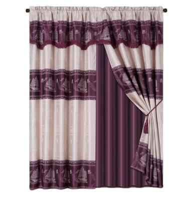 China Wholesale Cheap Luxury Metallic Blackout Jacquard Living Room Rod Window Curtain With Drapery for sale