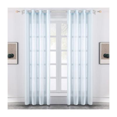 China Amazon Hot Selling 2021 Soft Lightweight Sheer Solid Color Polyester Fabric High Quality Window Curtains for sale