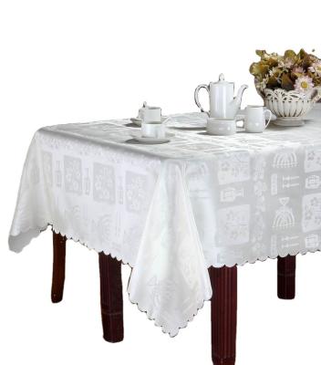 China Macrame simple design rectangle polyester damask waterproof hot selling tablecloth for wedding for sale