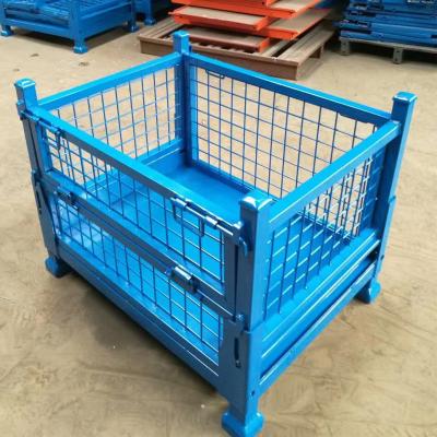 China Material Box Warehouse Storage Pallet Box Storage Mesh Bins Customized Powder Coating for sale