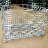 China Containers de malha de arame industrial personalizados empilháveis galvanizados de aço dobráveis de malha de arame pallet cage à venda