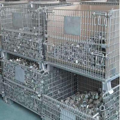 China Stacking Folding Steel Wire Container Galvanized For Transfer And Storage for sale