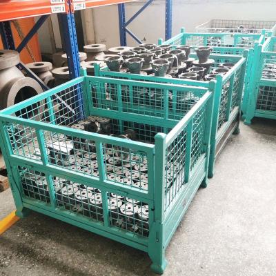 China Industrial Warehouse Grid Metal Pallet Box With Foldable And Multiple Colors for sale