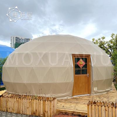 China Extended Type Colorful PVC Furnished Ellipsoid Dome Glamping Desert Hotel Tent With Toilet for sale