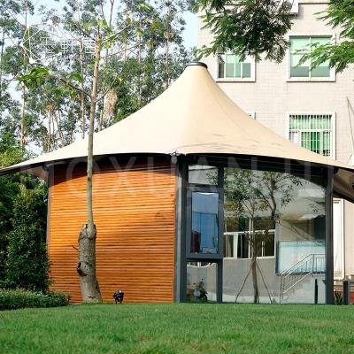 China Diagonal Bracing Type Hexagonal Luxury Hotel Glamping House Tent Suites With Interior Furnishings Guangzhou for sale