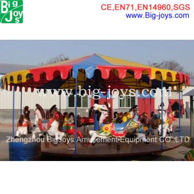 China Fiberglass cars cheap price 16 seats style single carousel, amusement park ride carousel set for sale for sale