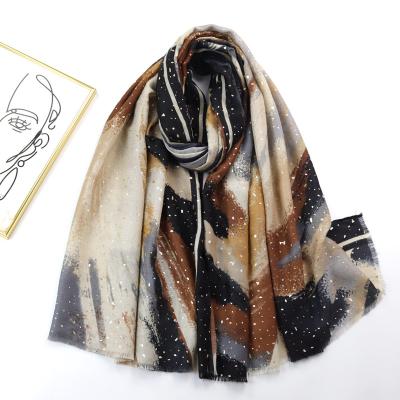 China Lady Scarves Shawls Trendy Design Luxury Fashion Tops Long Hijabs Silk Felling Scarves Multi Colors Printing With Tassel for sale