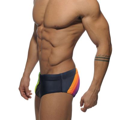 China Rainbow Plus Size Printed Triangle Bottoms Men's Swim Pants Anti Embarrassment Cup Lanyard Beach Pants for sale