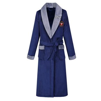 China Soft Skin Wholesale Customized 100% Luxury Gray Collar Green Flannel Bathrobe Set Good Quality for sale