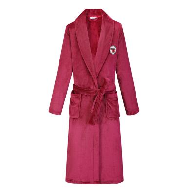 China Wine red 100% soft skin high quality flannel plus size warm bathrobes for men OEM for sale