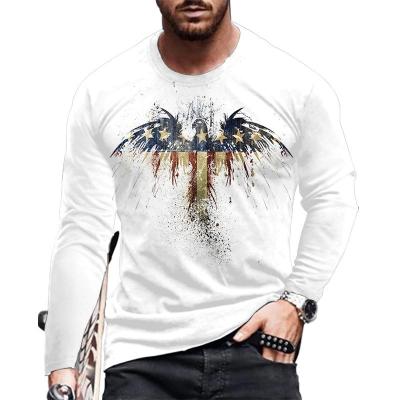 China custom Anti-wrinkle long sleeve round neck 3D printed t-shirt street fashion long to sleeve men's t-shirt for sale