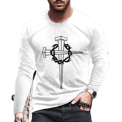 China Custom Big Stock 3D Digital Mens Round Neck Print Anti-Wrinkle Men's Long Sleeve T-Shirt for sale