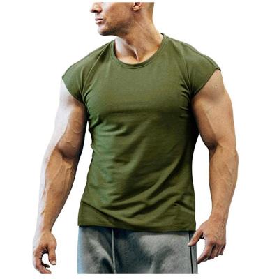 China Summer QUICK DRY Custom Wholesale Mens Sports Round Neck Fitness Shorts Sleeved Vest T-Shirt for sale