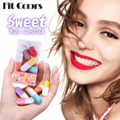 China Sunscreen Adjustment Colors 8 Color Small Gum Lipstick Matte Velvet Non Stick Mini Cup Capsule Lipstick Set Box for sale