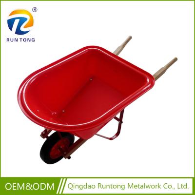 China Metal Factory Supply One Wheel Handle Rubber Red Wheelbarrow Durable Wheelbarrow for sale