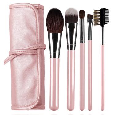 China Angular Blush Free Sample Wooden Handle Makeup Brush Set Logo Makeup Brush 5pcs Portable Custom Makeup Brush for sale