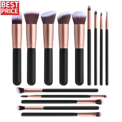 China hot selling amazon quality makeup brushes 14pcs skin-friendly blend wooden handle professional make up brush set for sale