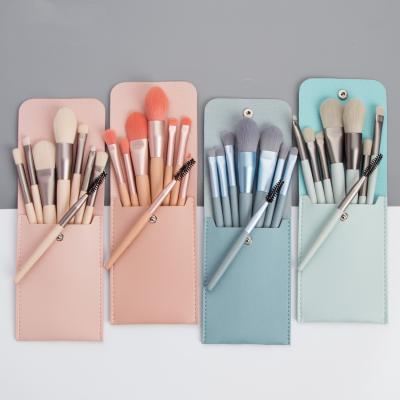 China High Quality Soft Travel Size 8Pcs Makeup Brush Set Wood Handle Skin-friendly Makeup Brush Set Mini Morandi Makeup Brush Set for sale