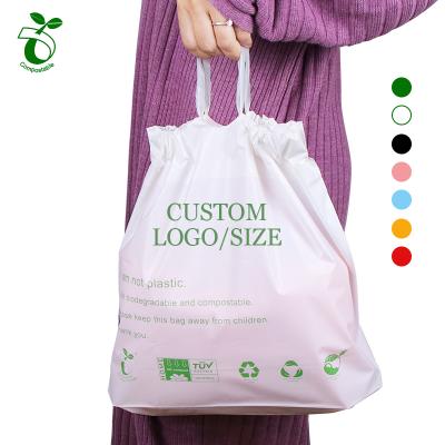 China Custom Eco Friendly Biodegradable Cosmetic Clothing Bag With Own Logo Degradable Drawstring Handbags for sale